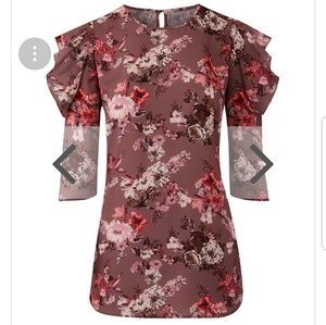 Floral frill cold shoulder blouse